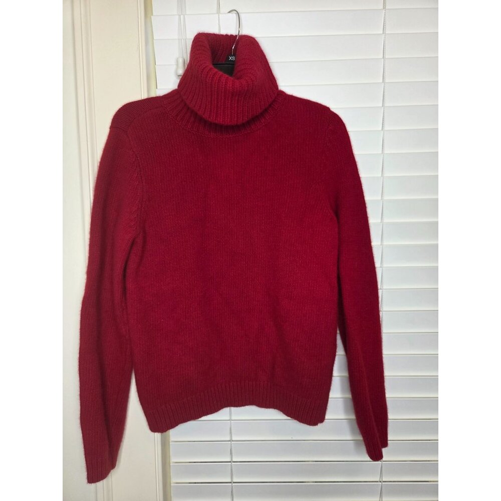 Lauren Ralph Lauren Women's Sweater L Red Turtleneck Wool Blend Classic Holiday
